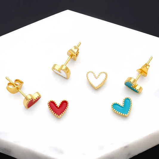 Colored Heart Studs